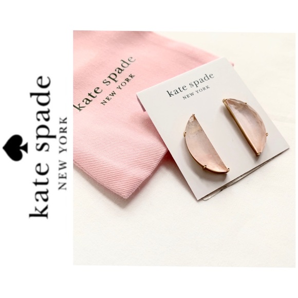 NWT Kate Spade half moon stone studs gold blush - Picture 4 of 6